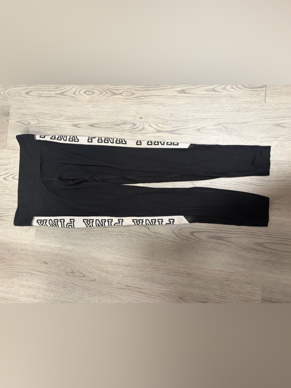 PINK Victoria's Secret Black Leggings with White Side Panels